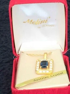 NEW in Box - Vintage Women's Melini 18" Austrian Crystal Pendant Necklace - Picture 1 of 3