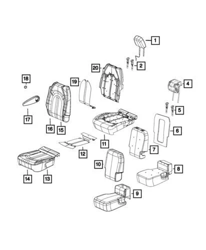 Cubierta trasera izquierda asiento guarda Chrysler Pacifica 2017 original Mopar 6EC87LV5AA Foto 1 de 1