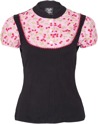 Küstenluder ASTRID 50s Polka DOTS Pink Cherries Pin Up SHIRT Rockabilly