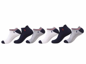 Polo Ralph Lauren Men's Socks Ankle Tab 6-Pairs White/Navy 10-13 Fits 6-12.5 - Picture 1 of 1