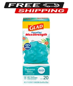 Glad ForceFlex MaxStrength Tall Kitchen Drawstring Trash Bags, 13 Gallon, Bahama - Picture 1 of 7