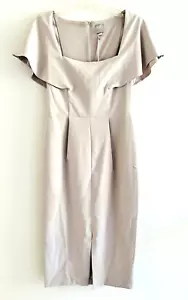 Asos kurzärmliges Abendkleid mit eckigem Ausschnitt und Flatterärmeln Damengröße 2 beige - Bild 1 von 13
