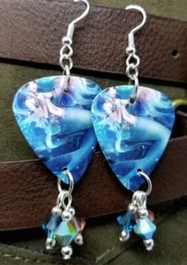 Pendientes púas de guitarra anime sirena con colgantes de cristal Swarovski - Imagen 1 de 4