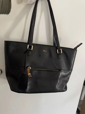 Cartera Ralph Lauren RL AZUL/NEGRO Dorado CLÁSICA ¡Encantadora! Estilo Hale. Insignia Foto 1 de 4