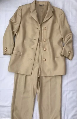 TRAJE PANTALÓN VINTAGE GIANNI VERSACE ALTA COSTURA SEDA CRUDA, TALLA EURO 46, BEIGE, USADO  Foto 1 de 4