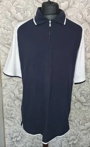 Michelin Man Embroidered Mens Blue Cotton Polo Shirt Wirh Zip Size XLarge Used - Picture 1 of 7