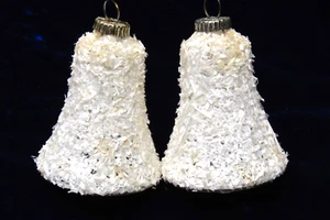 Konvolut Vintage mundgeblasene unversilberte Glas beflockt GLOCKE Weihnachtsschmuck Germany - Bild 1 von 6
