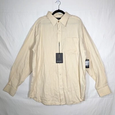 Sean John Shirt Mens Size XXL Herringbone Cream Button Up 100% Cotton NEW NWT - Image 1 of 4