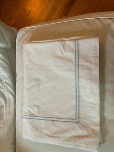 Sferra Italy "Grande Hotel" Twin Flat Sheet White /Blue  Egyptian Cotton. - Picture 1 of 5