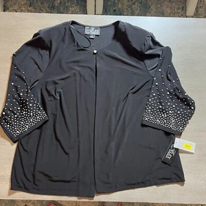 Alex Evenings 3X Giacca Impreziosita Twinset Attaccato Top Nero Strass Perla - Foto 1 di 13