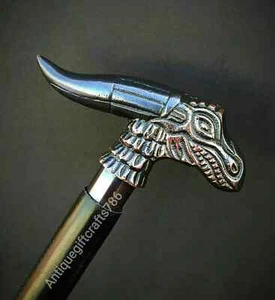 Bastón de madera estilo mango de diseñador cabeza de dragón hecho a mano bastón vintage NUEVO - Imagen 1 de 11