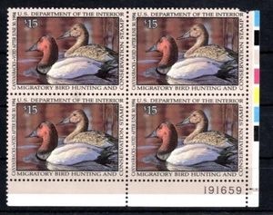 US Duck Briefmarken - 1993 Scott # RW60 Platte # 4er Block siehe Beschreibung (D117) - Bild 1 von 1