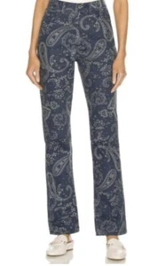Weworewhat NWT  Rigid Denim Paisley The ICON Jean Cotton NN2 Night Sky - Picture 1 of 11