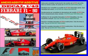 CALCOMANÍA ANEXO 1/43 FERRARI F1-90 ALAIN PROST / NIGEL MANSELL 1990 (12) - Imagen 1 de 1