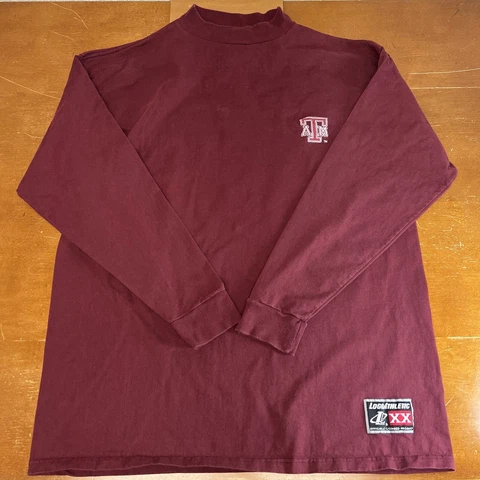 Vintage Texas AM Aggies Shirt Mens 2XL Red Long Sleeve Mock Neck Logo Athletic Cover
