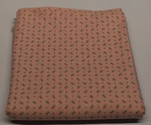 vintage 23" X 44" COTTON FABRIC peach pink MINI HEART FLORAL polka dots dainty - Picture 1 of 2