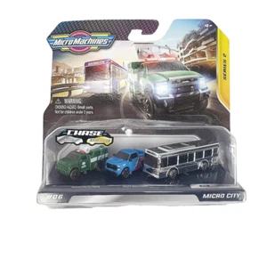 Micro Machines Serie 2 #06 Micro City con Bus de Persecución Cromado Plateado Raro - Imagen 1 de 2
