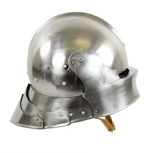 Casco de acero medieval Sallet alemán SCA LARP caballero armadura casco réplica casco - Imagen 1 de 8