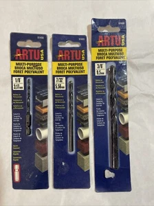 Qty 3 New ARTU USA 1/8", 7/32", 3/8" Cobalt & Tungsten Carbide Tip Drill Bits - Picture 1 of 4