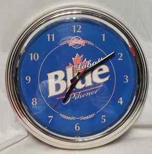 15" Labatt Blue Beer Blue Wall Clock Chrome Finish made by The Neon Source - Bild 1 von 5