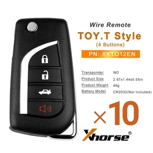 10x Xhorse XKTO12EN Llave remota para Toyota 4 botones para herramienta de llave VVDI MAX/VVDI2 - Imagen 1 de 9