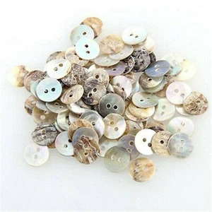 Buttons Shell 100 X Sewing Natural Mother of Pearl 2 Holes Round 10mm - Picture 1 of 6