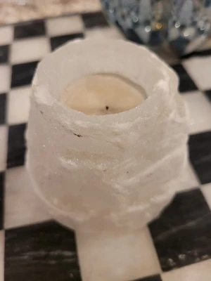 Natural Selenite Crystal Tealight Candle Holder – White Rough Stone Moroccan  - Image 1 of 4