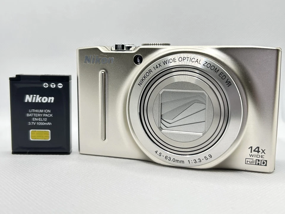 [Near Mint] Nikon COOLPIX S8200 Silver Digital Camera 16.1MP 14x zoom From Japan - Image 1 of 4