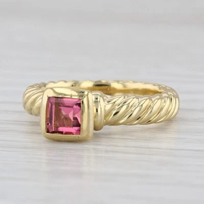 Anillo solitario de turmalina rosa de 0,60 quilates David Yurman oro amarillo de 18 quilates talla 6 Foto 1 de 4