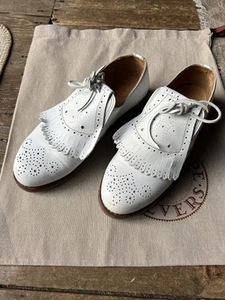 Penelope Chilvers White Leather Brogue Loafers With Fringing Size 39 6 Unworn - Picture 1 of 12