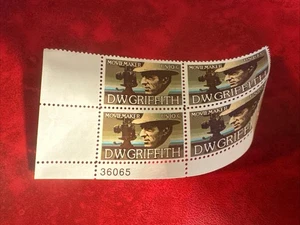US Stamp Scott # 1555 Plate Block Mint NH - 10 Cents D.W. Griffith Moviemaker - Picture 1 of 7
