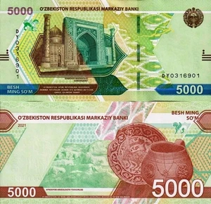 UZBEKISTÁN 5000 SOM 2021 Pick-88 UNC - Imagen 1 de 1