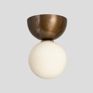 Dining Kitchen Flush Light Pendant Chandelier Raw Brass Italian Lamp Glass Globe - Picture 1 of 5