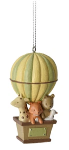 Baby Animals in Hot Air Balloon Christmas Holiday Ornament - Picture 1 of 1