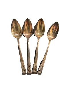 Lot Of Four Vintage Oneida Community Coronation Silver plated Tea Soup Spoons - Picture 1 of 4