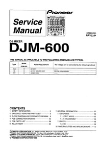 PIONEER DJM600 - SERVICE REPAIR MANUAL - PRINTED - FREE NEXT DAY FAST DELIVERY