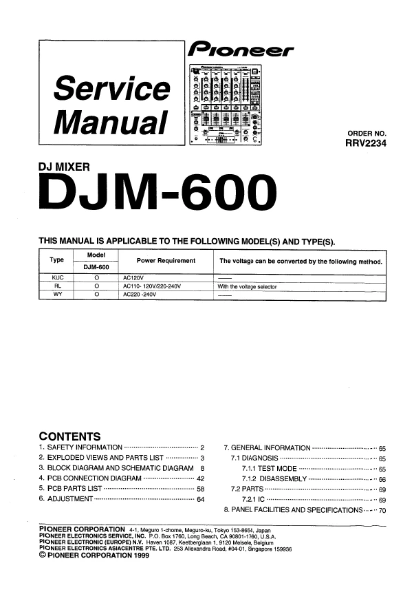 PIONEER DJM600 - SERVICE REPAIR MANUAL - PRINTED - FREE NEXT DAY FAST DELIVERY - Image 1 of 1