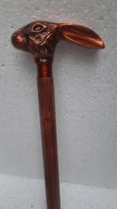 Bastón de madera para caminar conejo cabeza antigua para unisex adulto hermoso bastón para caminar - Imagen 1 de 5