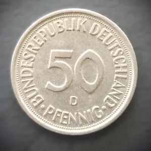 Moneda Alemania 1975 D ~ 50 peniques ~ KM# 109 - Imagen 1 de 2