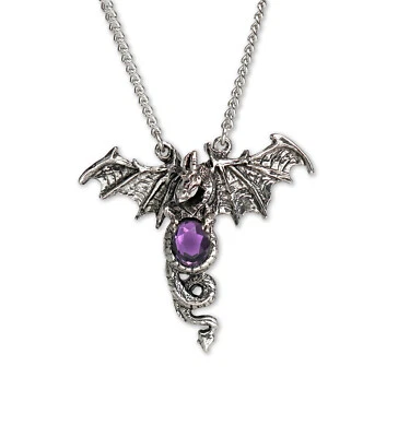 Dragon With Purple Cabochon Medieval Renaissance Pendant Necklace NK-588P - Image 1 of 4