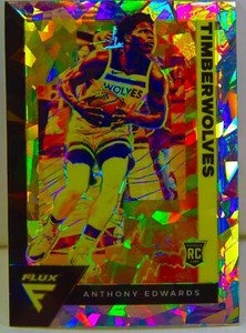 Anthony Edwards 2020-21 Flux Fanatics Silver Cracked Ice Prizm Rookie Card #202