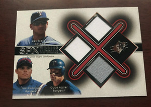 2001 SPX Winning Materials Ivan Alex Rodriguez Gabe Kapler Jersey Card