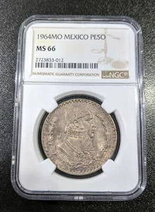 1964 Mo MS66 Mexico Toned Silver Peso UNC KM #459 NGC - Picture 1 of 2