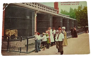 1913 Washington Park Zoo Milwaukee Wisconsin león, postal de visitantes (P87) - Imagen 1 de 9