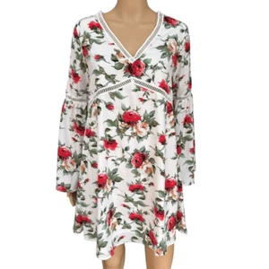 Lucca floral rose a-line dress bell sleeves size XS NWT - Picture 1 of 7