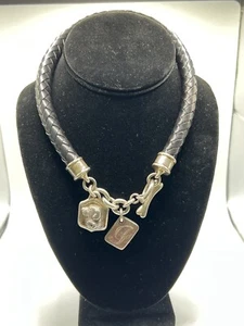 Kieselstein-Cord .925 Sterling Silver Dog Pendant on Leather Weave Necklace - Picture 1 of 4