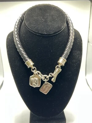 Ожерелье с подвеской из стерлингового серебра 925 пробы с кожаным плетением шнур Kieselstein  - Изображение 1 из 4