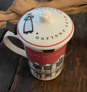 Whittard Chelsea BRITANNIA Tea Cup Infuser Strainer Lid Bone China Mug England - Picture 1 of 11