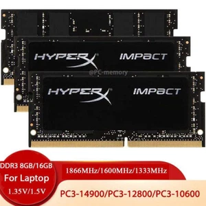 HyperX 8GB 16GB DDR3L/DDR3 1333/1600/1866 So-dimm 2Rx8 Laptop Memory 1.5V/1.35V - Picture 1 of 10