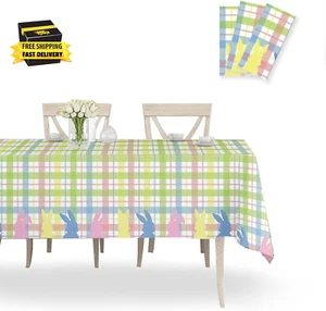 Plaid Easter Tablecloth (3 Packs) -108X54 Inches Spring Easter Table Cloth Colou - Picture 1 of 7